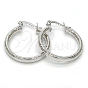 White Gold Filled Hoop Earrings — Small Hoop Hollow Design Polished 5. — main product view — SKU 101316 | Oro Laminado Blanco aretes de aro — Small Hoop Hollow diseño pulido 5. — SKU 101316