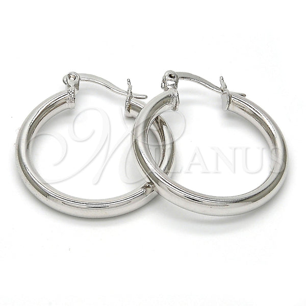 White Gold Filled Hoop Earrings — Small Hoop Hollow Design Polished 5. — main product view — SKU 101316 | Oro Laminado Blanco aretes de aro — Small Hoop Hollow diseño pulido 5. — SKU 101316