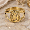Oro Laminado Mens Ring, Gold Filled Style Virgen Maria Design, Polished, Golden Finish, 5.178.009.11 (Size 11)