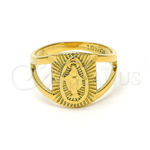 Gold Filled Ring — Mens Ring Virgen Maria Design Polished 5. Size — main product view — SKU 101332 | Oro Laminado anillo — Mens Ring Virgen Maria diseño pulido 5. Size — SKU 101332
