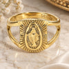 Oro Laminado Mens Ring, Gold Filled Style Virgen Maria Design, Polished, Golden Finish, 5.178.009.12 (Size 12)