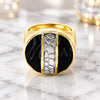 Oro Laminado Mens Ring, Gold Filled Style Purple Enamel Finish, Two Tone, 01.91.0031.08 (Size 8)