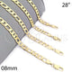 Oro Laminado Basic Necklace, Gold Filled Style Figaro Design, Polished, Golden Finish, 04.63.1187.28 (0.35 Gauge, 08 MM Thickness, 28 Inches Length)