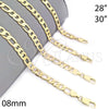 Oro Laminado Basic Necklace, Gold Filled Style Figaro Design, Polished, Golden Finish, 04.63.1187.28 (0.35 Gauge, 08 MM Thickness, 28 Inches Length)