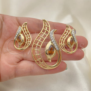 Gold Filled Ring — Earring and Pendant Adult Set with Brown Opal — main product view — SKU 101345 | Oro Laminado anillo — Earring and Pendant Adult Set with Brown Opal — SKU 101345