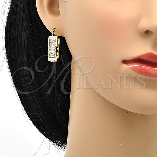 Gold Filled Hoop Earrings — Small Hoop with White Cubic Zirconia Polished 02. — alternate product view — SKU 101351 | Oro Laminado aretes de aro — Small Hoop with blanco Cubic Zirconia pulido 02. — SKU 101351