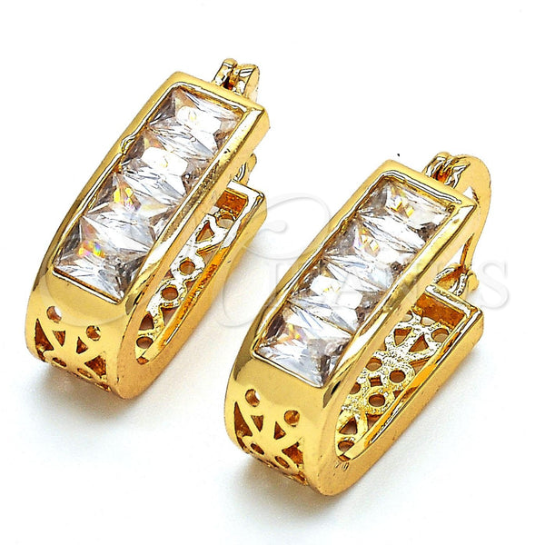 Gold Filled Hoop Earrings — Small Hoop with White Cubic Zirconia Polished 02. — main product view — SKU 101351 | Oro Laminado aretes de aro — Small Hoop with blanco Cubic Zirconia pulido 02. — SKU 101351