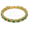 Oro Laminado Tennis Bracelet, Gold Filled Style Cluster Design, with Green and White Cubic Zirconia, Polished, Golden Finish, 03.206.0004.3.07