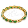 Oro Laminado Tennis Bracelet, Gold Filled Style Cluster Design, with Green and White Cubic Zirconia, Polished, Golden Finish, 03.206.0004.3.07 (06 MM Thickness, 7 Inches Length)