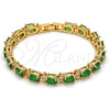 Oro Laminado Tennis Bracelet, Gold Filled Style Cluster Design, with Green and White Cubic Zirconia, Polished, Golden Finish, 03.206.0004.3.07 (06 MM Thickness, 7 Inches Length)
