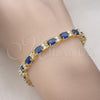 Oro Laminado Tennis Bracelet, Gold Filled Style Cluster Design, with Sapphire Blue and White Cubic Zirconia, Polished, Golden Finish, 03.206.0004.2.07
