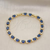 Oro Laminado Tennis Bracelet, Gold Filled Style Cluster Design, with Sapphire Blue and White Cubic Zirconia, Polished, Golden Finish, 03.206.0004.2.07