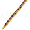 Oro Laminado Tennis Bracelet, Gold Filled Style Cluster Design, with Garnet and White Cubic Zirconia, Polished, Golden Finish, 03.206.0004.1.07