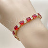 Oro Laminado Tennis Bracelet, Gold Filled Style Cluster Design, with Garnet and White Cubic Zirconia, Polished, Golden Finish, 03.206.0004.1.07 (06 MM Thickness, 7 Inches Length)