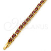 Oro Laminado Tennis Bracelet, Gold Filled Style Cluster Design, with Garnet and White Cubic Zirconia, Polished, Golden Finish, 03.206.0004.1.07 (06 MM Thickness, 7 Inches Length)