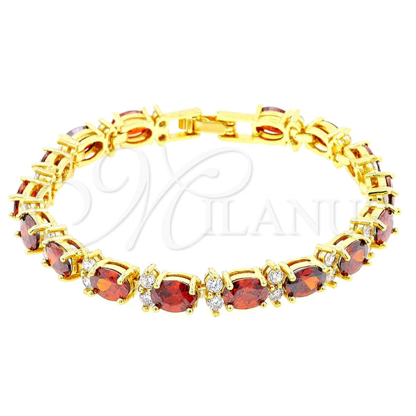 Gold Filled Bracelet — Tennis Bracelet Cluster Design with Garnet and White — main product view — SKU 101362 | Oro Laminado brazalete — Tennis Bracelet Cluster diseño with Garnet and blanco — SKU 101362