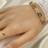 Oro Laminado Tennis Bracelet, Gold Filled Style Hugs and Kisses Design, with Garnet and White Cubic Zirconia, Polished, Golden Finish, 03.206.0001.07 (07 MM Thickness, 7 Inches Length)