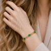 Oro Laminado Tennis Bracelet, Gold Filled Style Hugs and Kisses Design, with Green Cubic Zirconia and White Micro Pave, Polished, Golden Finish, 03.206.0001.2.07 (07 MM Thickness, 7 Inches Length)