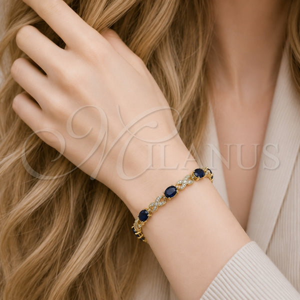 Gold Filled Bracelet — Tennis Bracelet Hugs and Kisses Design with Sapphire — alternate product view — SKU 101365 | Oro Laminado brazalete — Tennis Bracelet Hugs and Kisses diseño with Sapphire — SKU 101365