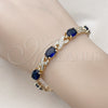 Oro Laminado Tennis Bracelet, Gold Filled Style Hugs and Kisses Design, with Sapphire Blue and White Cubic Zirconia, Polished, Golden Finish, 03.206.0001.1.07 (07 MM Thickness, 7 Inches Length)
