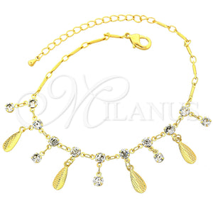 Gold Filled Anklet — Charm Anklet with White Cubic Zirconia Diamond Cutting — main product view — SKU 101497 | Oro Laminado tobillera — Charm Anklet with blanco Cubic Zirconia Diamond Cutting — SKU 101497