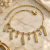Oro Laminado Charm Anklet , Gold Filled Style Filigree Design, with White Cubic Zirconia, Diamond Cutting Finish, Golden Finish, 03.63.1300.10 (02 MM Thickness, 10 Inches Length)