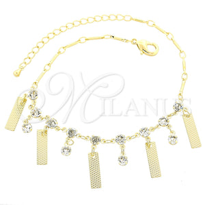 Gold Filled Anklet — Charm Anklet Filigree Design with White Cubic Zirconia — main product view — SKU 101529 | Oro Laminado tobillera — Charm Anklet Filigree diseño with blanco Cubic Zirconia — SKU 101529