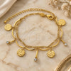 Oro Laminado Charm Anklet , Gold Filled Style Ball Design, with White Cubic Zirconia, Polished, Golden Finish, 03.63.1302.10 (05 MM Thickness, 10 Inches Length)