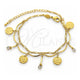 Tobillera de Dije 03.63.1302.10 Oro Laminado, Diseño de Bola, con Zirconia Cubica Blanca, Pulido, Tono Dorado (Grosor 05 MM, 10 Pulgadas de Largo)
