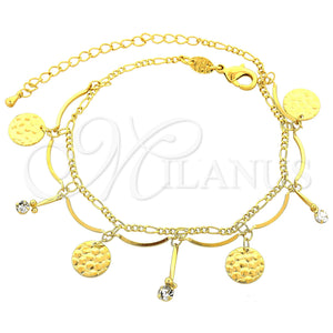 Gold Filled Anklet — Charm Anklet Ball Design with White Cubic Zirconia — main product view — SKU 101531 | Oro Laminado tobillera — Charm Anklet Ball diseño with blanco Cubic Zirconia — SKU 101531