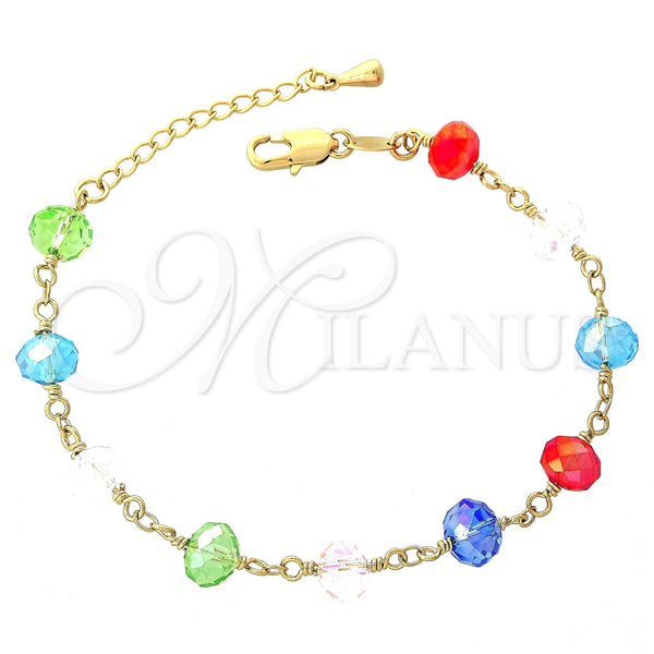 Gold Filled Bracelet — Fancy Bracelet Ball Design with Multicolor Crystal Polished — main product view — SKU 101534 | Oro Laminado brazalete — elegante Bracelet Ball diseño with Multicolor cristal pulido — SKU 101534