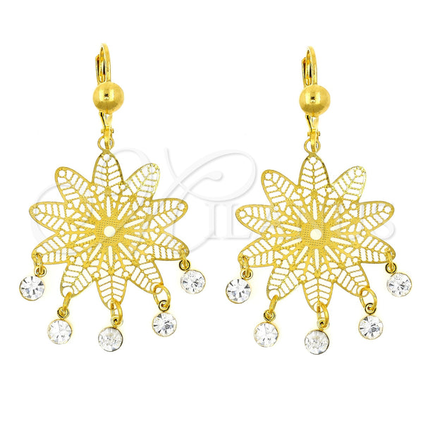 Gold Filled Ring — Chandelier Earring Flower and Filigree Design with White — main product view — SKU 101546 | Oro Laminado anillo — Chandelier Earring flor and Filigree diseño with blanco — SKU 101546