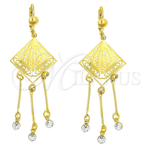 Gold Filled Ring — Chandelier Earring Filigree Design with White Crystal Polished — main product view — SKU 101550 | Oro Laminado anillo — Chandelier Earring Filigree diseño with cristal blanco pulido — SKU 101550