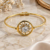 Oro Laminado Individual Bangle, Gold Filled Style Sun and Ball Design, with White Crystal, Polished, Golden Finish, 07.59.0047 (60 MM Thickness, Size 3 (2.00 Diameter))