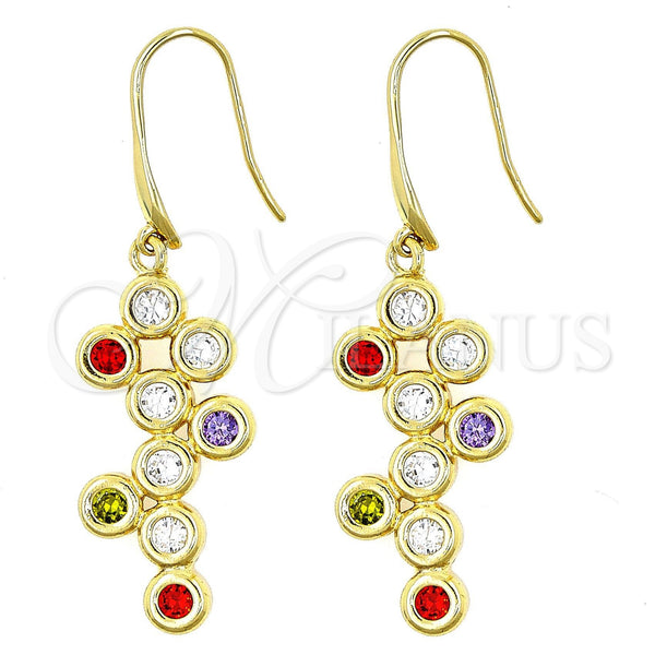 Gold Filled Ring — Dangle Earring Grape Design with Multicolor Cubic Zirconia — alternate product view — SKU 101739 | Oro Laminado anillo — Dangle Earring Grape diseño with Multicolor Cubic Zirconia — SKU 101739