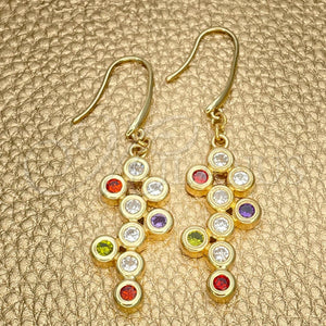 Gold Filled Ring — Dangle Earring Grape Design with Multicolor Cubic Zirconia — main product view — SKU 101739 | Oro Laminado anillo — Dangle Earring Grape diseño with Multicolor Cubic Zirconia — SKU 101739