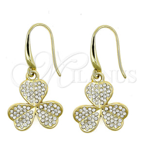 Gold Filled Ring — Dangle Earring Heart and Leaf Design with White — main product view — SKU 101741 | Oro Laminado anillo — Dangle Earring corazón and Leaf diseño with blanco — SKU 101741