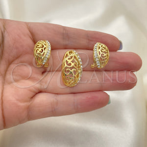 Gold Filled Ring — Earring and Pendant Adult Set Leaf Design with — main product view — SKU 101744 | Oro Laminado anillo — Earring and Pendant Adult Set Leaf diseño with — SKU 101744