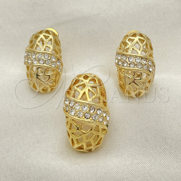 Gold Filled Ring — Earring and Pendant Adult Set with White Crystal — alternate product view — SKU 101747 | Oro Laminado anillo — Earring and Pendant Adult Set with cristal blanco — SKU 101747