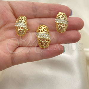 Gold Filled Ring — Earring and Pendant Adult Set with White Crystal — main product view — SKU 101747 | Oro Laminado anillo — Earring and Pendant Adult Set with cristal blanco — SKU 101747