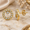 Oro Laminado Stud Earring, Gold Filled Style with White Crystal, Polished, Golden Finish, 02.59.0121
