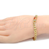 Oro Laminado Fancy Bracelet, Gold Filled Style Curb Design, with Orange Cubic Zirconia and White Crystal, Polished, Golden Finish, 03.59.0030.1.08 (07 MM Thickness, 8 Inches Length)