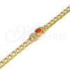 Oro Laminado Fancy Bracelet, Gold Filled Style Curb Design, with Orange Cubic Zirconia and White Crystal, Polished, Golden Finish, 03.59.0030.1.08 (07 MM Thickness, 8 Inches Length)