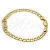 Oro Laminado Fancy Bracelet, Gold Filled Style Curb Design, with Brown Cubic Zirconia and White Crystal for wholesale, additional product view 4