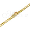 Oro Laminado Fancy Bracelet, Gold Filled Style Curb Design, with Brown Cubic Zirconia and White Crystal, Polished, Golden Finish, 03.59.0030.08 (07 MM Thickness, 8 Inches Length)