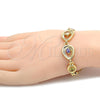 Oro Laminado Fancy Bracelet, Gold Filled Style Teardrop Design, with Multicolor Cubic Zirconia, Polished, Golden Finish, 03.59.0036.08 (15 MM Thickness, 8 Inches Length)