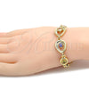 Oro Laminado Fancy Bracelet, Gold Filled Style Teardrop Design, with Multicolor Cubic Zirconia, Polished, Golden Finish, 03.59.0036.08 (15 MM Thickness, 8 Inches Length)
