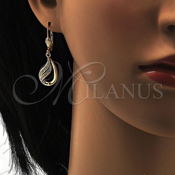 Gold Filled Ring — Dangle Earring Teardrop Design with White Micro Pave — alternate product view — SKU 101815 | Oro Laminado anillo — Dangle Earring Teardrop diseño with blanco Micro Pave — SKU 101815