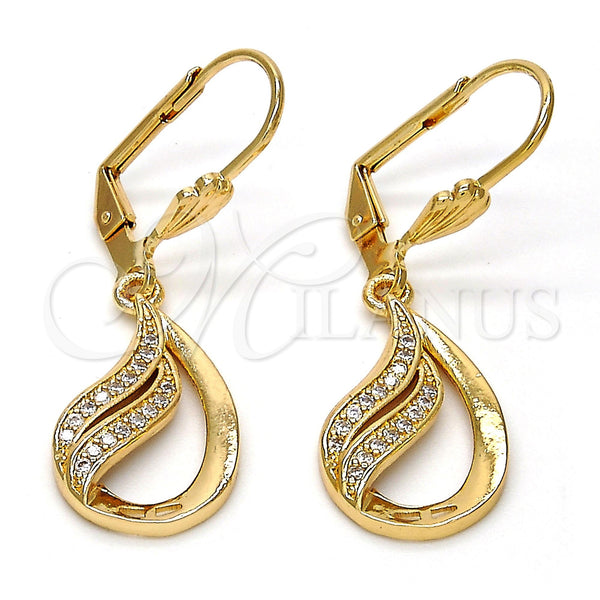 Gold Filled Ring — Dangle Earring Teardrop Design with White Micro Pave — main product view — SKU 101815 | Oro Laminado anillo — Dangle Earring Teardrop diseño with blanco Micro Pave — SKU 101815