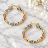 Gold Plated Medium Hoop, Twist Design, Polished, Tricolor, 02.70.0022.20